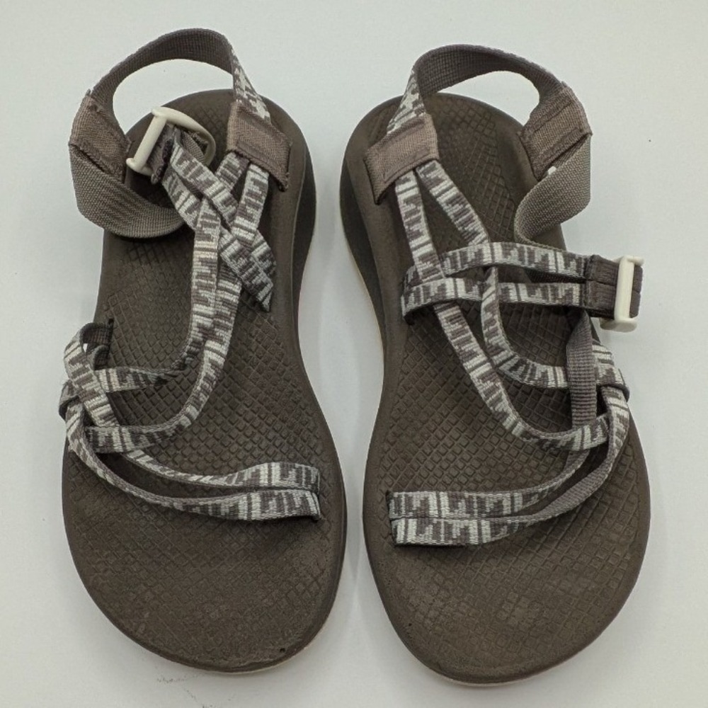 Chaco Z Cloud X2 $105 Size 7 Brown Grey Double Strap Toe Loop Hiking Sandals